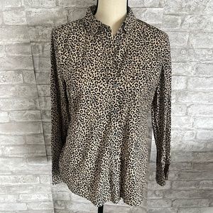 J. Crew Poplin Animal Print Long Sleeve Shirt Sz S